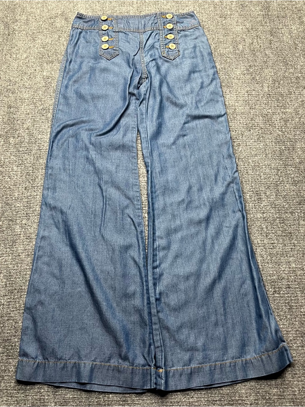 Elevenses Anthropologie Sailor Jeans Womens 4 (28x32) Blue Wide Leg Tencel Boho